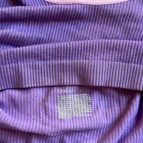 Purple and Pink Ribbed Crop Top - Picture 3 of 3